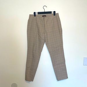 Crosby | Plaid Taupe Skinny Dress Pants